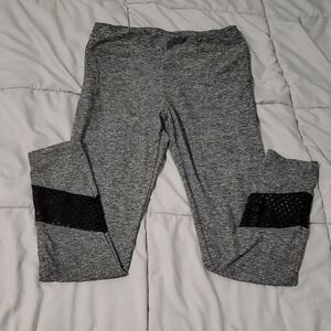 No Boundaries Gray Leggings with Black Mesh Detail